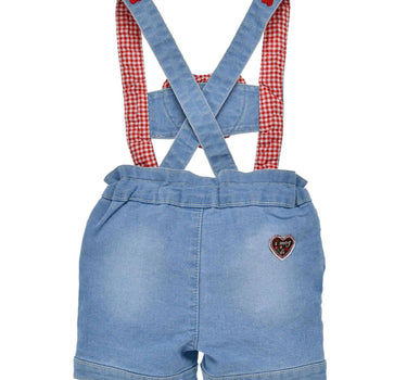 BONDI Baby Mädchen Jeans Latzshort "Zuckermaus" 86997 | Blue denim