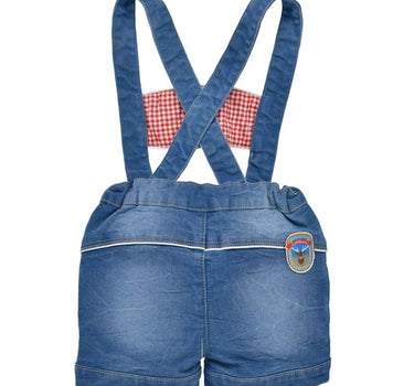 BONDI Baby Jungen Jeans Latzshort "Gipfelkraxler" 91845 | Blue denim