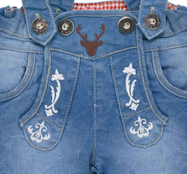 BONDI Baby Jungen Jeans Latzshort "Gipfelkraxler" 91845 | Blue denim