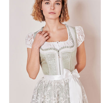 Krüger MADL Dirndl "Zephyra" mit Spitzenschürze 414267 | Hellgrün 50cm
