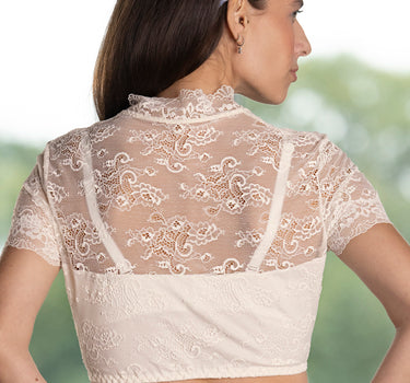 Nina von C. Spitzen Dirndlbluse "Selina" Stehkragen 16462892 | Champagner