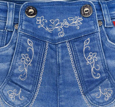 BONDI Mädchen Trachten Jeans Bermuda Hose 26087 | Blue Denim