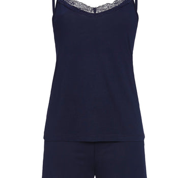 RINGELLA Damen Pyjama "Airy" mit Spitzenbesatz 4261314 | Dark Navy