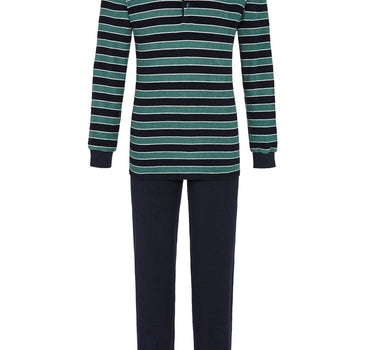 RINGELLA Herren Langarm Pyjama aus Stretchfrottee "Striped" 4541230 | Blau