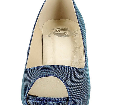 Glitzer Peeptoe Damen Schuhe - Blau