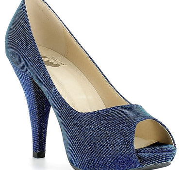 Glitzer Peeptoe Damen Schuhe - Blau