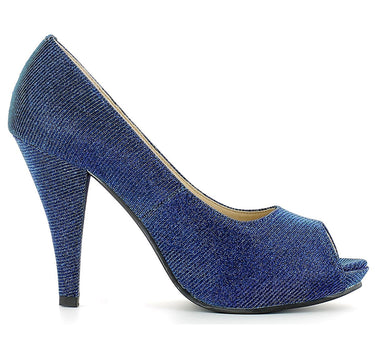 Glitzer Peeptoe Damen Schuhe - Blau