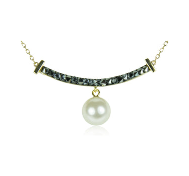LUISIA Goldene Halskette mit schwarzen Zirkonia | 925 Silber