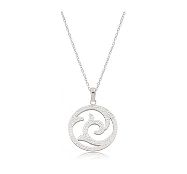 LUISIA Edelstahl Halskette 50+5 cm Silber mit Anhänger | Welle mit Zirkonia