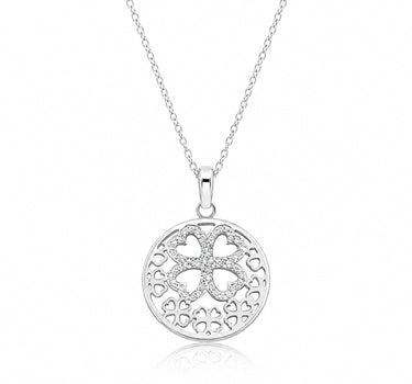 LUISIA Edelstahl Halskette 50+5 cm Silber | Kleeblatt mit Zirkonia