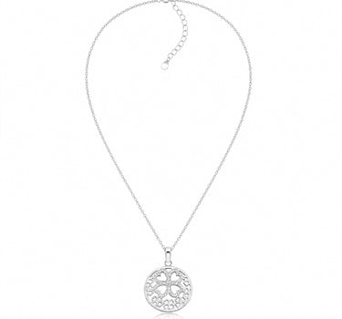LUISIA Edelstahl Halskette 50+5 cm Silber | Kleeblatt mit Zirkonia