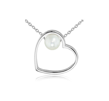 LUISIA Halskette mit Anhänger "Herz mit Perle" 67115 | 925 Silber (50 cm Länge)