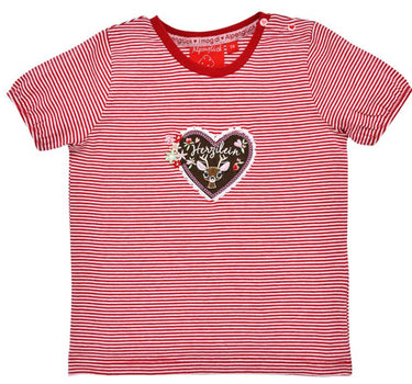 BONDI Mädchen T-Shirt "Herzilein" 86981 | Rot Weiß Geringelt