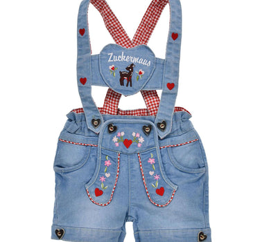 BONDI Baby Mädchen Jeans Latzshort "Zuckermaus" 86997 | Blue denim