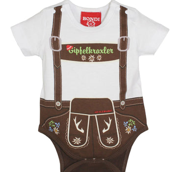 BONDI Baby Body Lederhose "Gipfelkraxler" 905090 | Weiß Braun