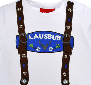 BONDI Baby Jungen Hosenträger T-Shirt "Lausbub" 91325 | Weiß Blau