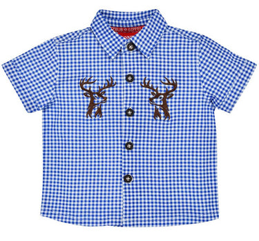BONDI Jungen Hemd "Hirsch" 91720 | Blau Weiß kariert