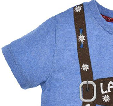 BONDI Jungen T-Shirt Hosenträger "Lausbub" 91833 | Blue melange