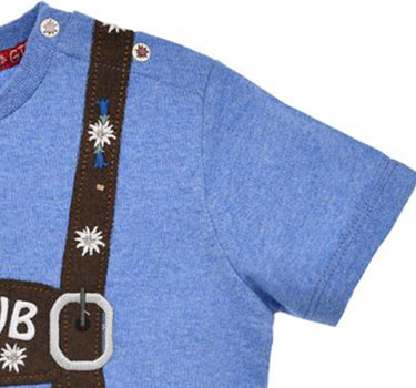 BONDI Jungen T-Shirt Hosenträger "Lausbub" 91833 | Blue melange