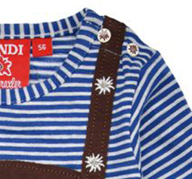 BONDI Baby Strampler "Gipfelkraxler" 91837 | Stripe blue grey