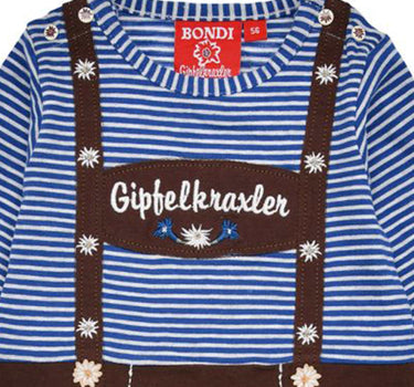BONDI Baby Strampler "Gipfelkraxler" 91837 | Stripe blue grey