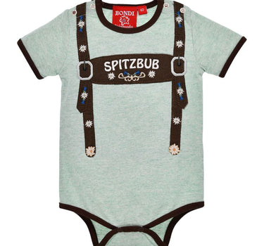 BONDI Baby Kurzarm Body "Spitzbub" 91839 | Green Melange