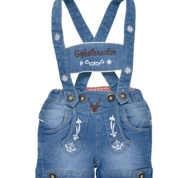 BONDI Baby Jungen Jeans Latzshort "Gipfelkraxler" 91845 | Blue denim