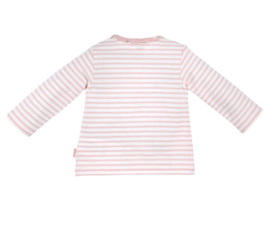 BONDI Baby Mädchen Langarmshirt "Blumenbordüre" 93942 | Stripe Rose / Offwhite