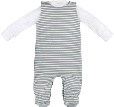 BONDI Baby Strampler "Löwe" 93971 | stripe khaki white - Babystrampelanzug