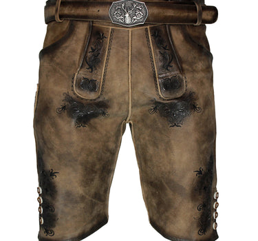 MADDOX Kurze Herren Lederhose "Altrei" mit Gürtel | Nappato Sand