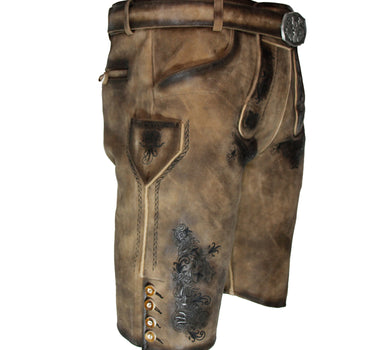 MADDOX Kurze Herren Lederhose "Altrei" mit Gürtel | Nappato Sand