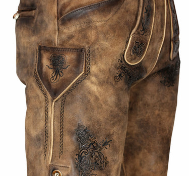 MADDOX Kurze Herren Lederhose "Altrei" mit Gürtel | Nappato Sand