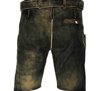 MADDOX Kurze Herren Lederhose "Altrei" mit Gürtel | Wildbock Braun