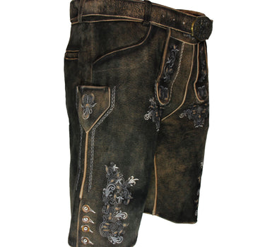 MADDOX Kurze Herren Lederhose "Altrei" mit Gürtel | Wildbock Braun