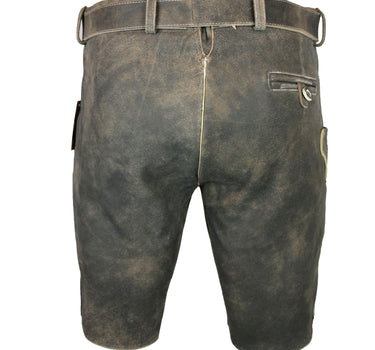 MADDOX Kurze Herren Lederhose "Amberg" mit Gürtel | Nappalan Humus