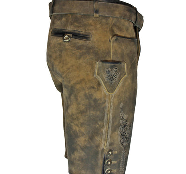 MADDOX Kurze Lederhose "Ammersee" mit Gürtel | Napatto Marmor