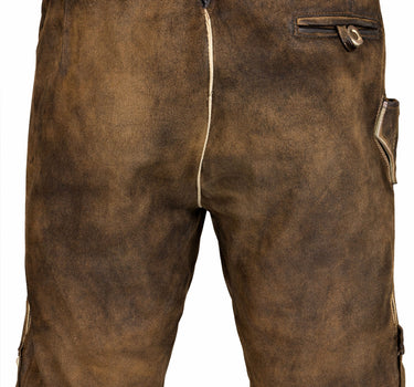 MADDOX Kurze Lederhose "Ammersee" mit Gürtel | Antik Nuss