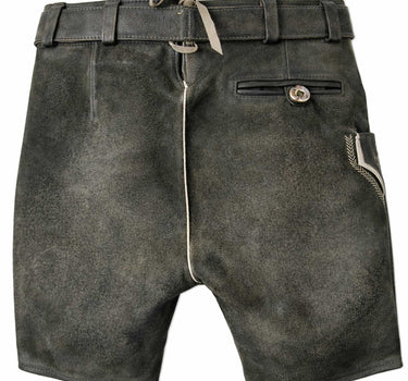 MADDOX Kurze Lederhose "Ammersee" mit Gürtel | Antik Smoke