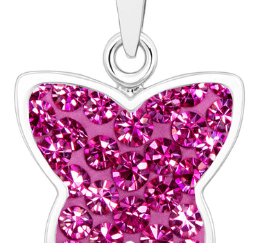 LUISIA® Kettenanhänger "Schmetterling" - Premium Kristalle - 925 Sterling Silber | Pink
