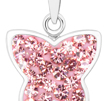 LUISIA® Kettenanhänger "Schmetterling" - Premium Kristalle - 925 Sterling Silber | Rosa