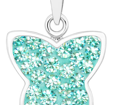 LUISIA® Kettenanhänger "Schmetterling" - Premium Kristalle - 925 Sterling Silber | Türkis