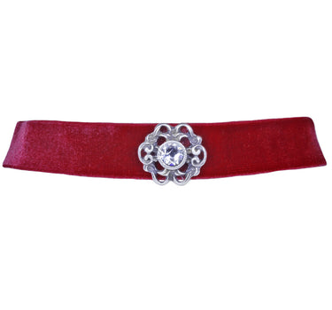 LUISIA® Samt Kropfband Annina mit Ornament und Premium Kristall - Rot