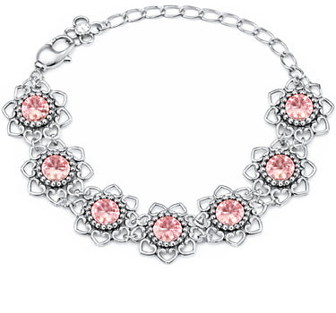 LUISIA® Armband "Leandra" mit Herzblüten und Premium Kristallen | Light Rosé / Rose