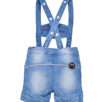 BONDI Baby Jungen Jeans Latzshort "Gipfelkraxler" 91533 | Blue denim