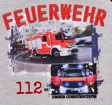 BONDI Jungen Kurzarm T-Shirt "Feuerwehr" 33148 | Grau Melange
