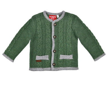 BONDI Jungen Trachten Strickjacke mit Zopfmuster 91639 | Grün