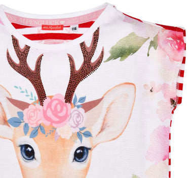 BONDI Mädchen T-Shirt "Spatzl" mit Reh-Motiv 26085 | Rosa Rot
