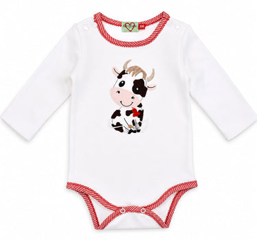 BONDI Baby Langarm Body "Kuh" 93773 | Offwhite Weiß