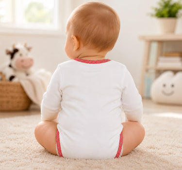 BONDI Baby Langarm Body "Kuh" 93773 | Offwhite Weiß