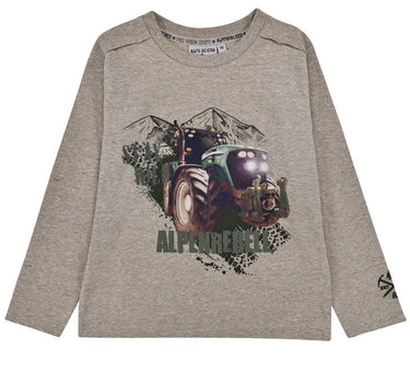 BONDI Jungen Langarmshirt "Traktor" 29990 | Brown-Melange